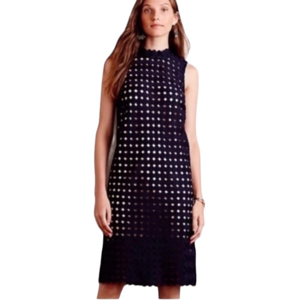 Anthropologie Maeve Circle Lace Shift Dress Navy S - Picture 1 of 13
